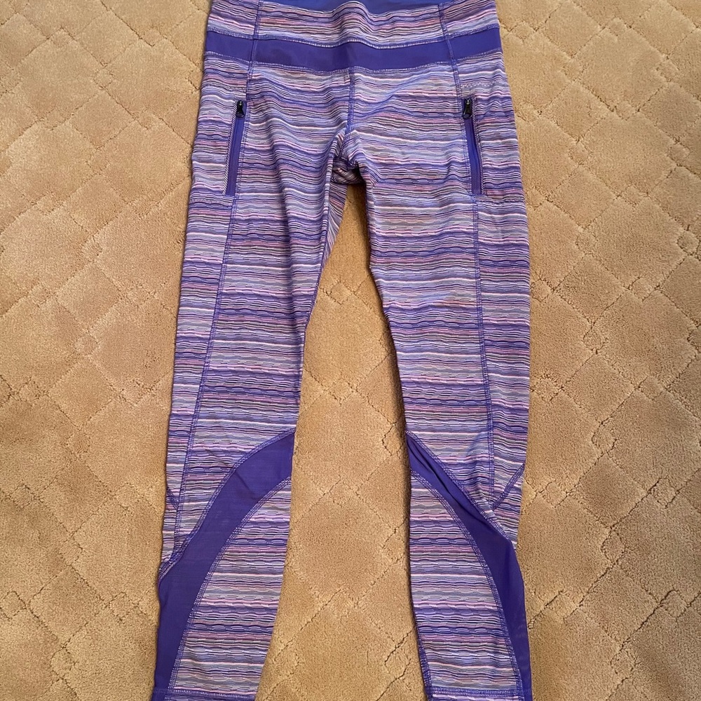 Rare lululemon leggings purple mesh zipper